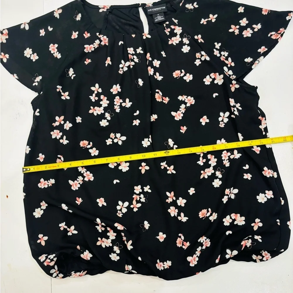 Liz Claiborne Black Floral Blouse size Medium mint condition - Picture 4 of 9